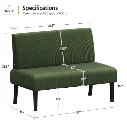 Yaheetech Green Small Mini Armless Sofa for Living Room & Dorm, Easy Assembly