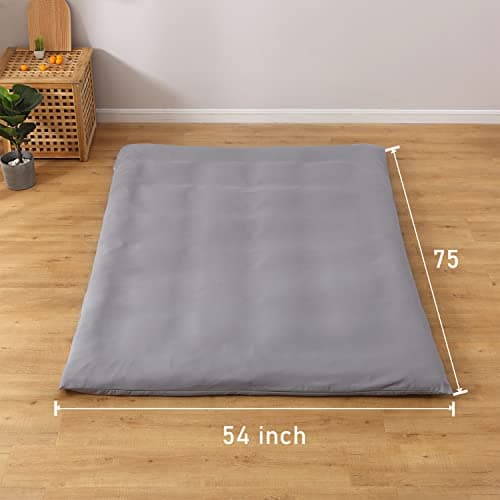 Bedecor Floor Futon Mattress Cover for Traditional Japanese Mattress Grey Full Size