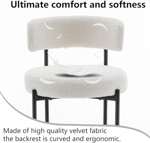 24" Modern White Bar Stools with Backs, Boucle Set of 2 for Kitchen Island, Bar, Cafe