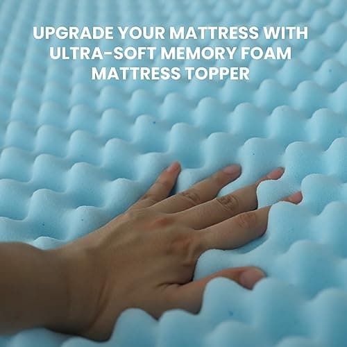 Simple&Opulence 2-Inch King Size Egg Crate Memory Foam Mattress Topper for Airflow and Pressure Relief