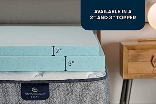 Serta ThermaGel Cooling Memory Foam Mattress Topper, 2 Inch Queen Blue