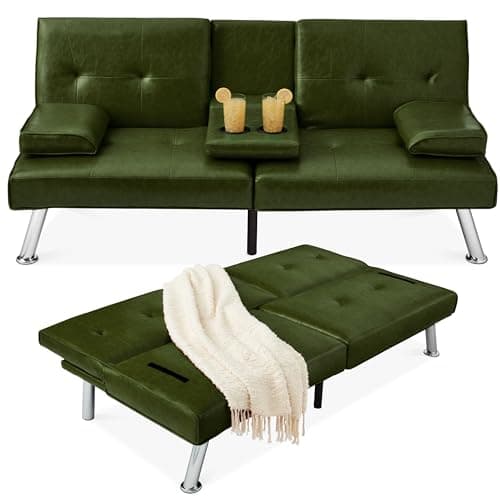 Best Choice Products Black Modern Convertible Futon with Adjustable Sleeper and Removable Arms