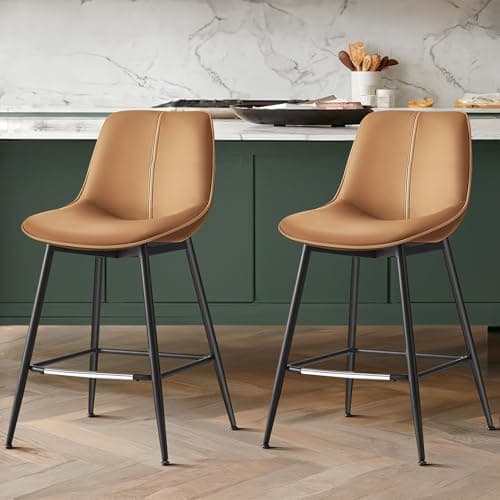 VASAGLE Caramel Brown Counter Height Bar Stool Set ULBC088K01