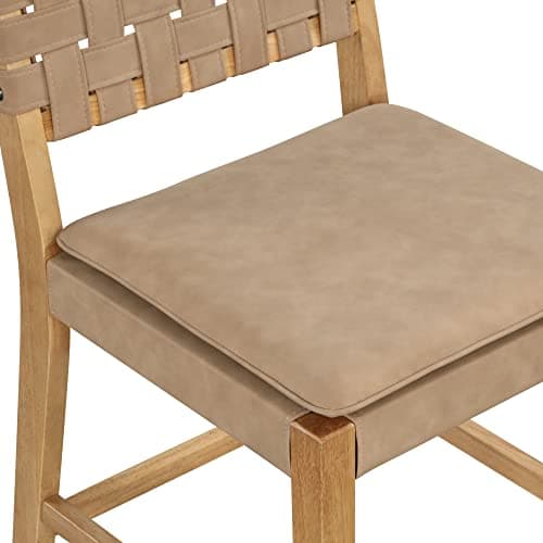 Nathan James Mid-Century Modern Leather Bar Stool, Natural Brown