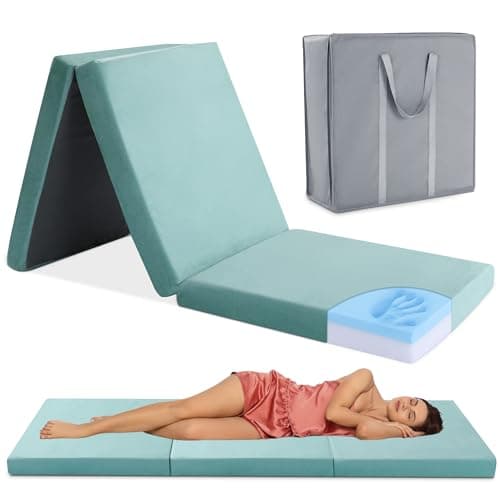 HOMBYS Tri-Fold Memory Foam Camping Mattress, Portable & Waterproof