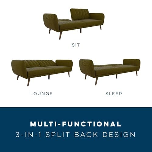 Novogratz Brittany 82 Inch Green Futon Sofa Bed
