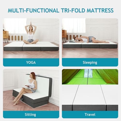 Portable 4 Inch Memory Foam Mattress Topper for Camping, Small Twin Size