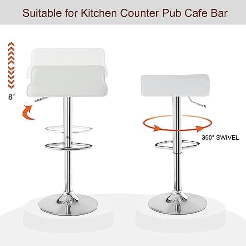 VECELO Pearl White Swivel Bar Stool Set, Counter Height Adjustable😞