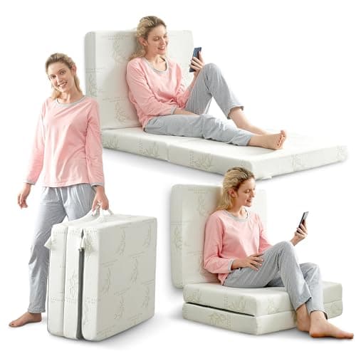 Cheer Collection Tri-Fold Mattress - Portable 4" Thin Foam for Sleepovers, Camping & Guests