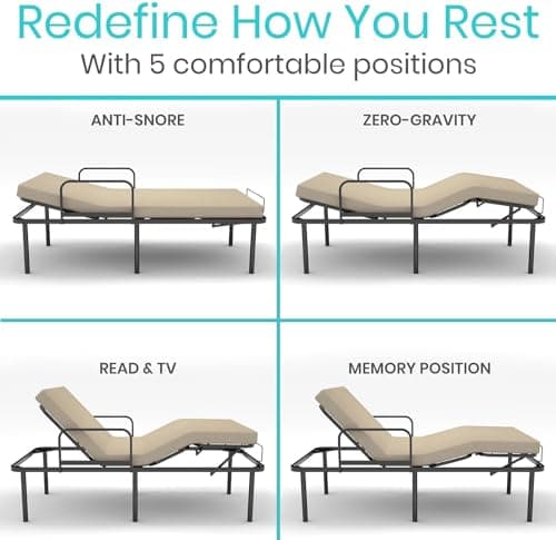 Vive Heavy Duty Twin Bed Base with Remote Adjust & USB Ports