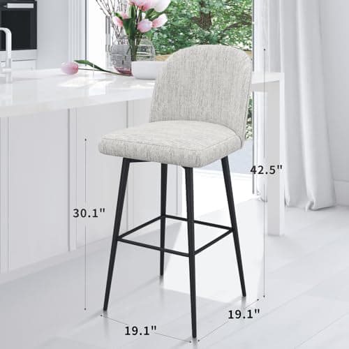 360°Swivel Performance Fabric Counter Height Barstools, Set of 2, Beige