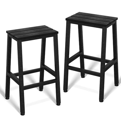 ODK Weather Resistant 26 Inch Outdoor Bar Stool Set, Black
