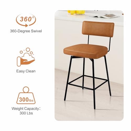 Modern Swivel Barstools Set of 2 for Bar, Kitchen, Dining Room