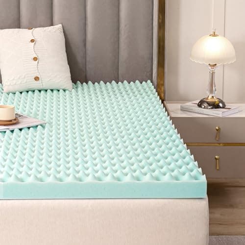 Queen Size 2 Egg Crate Gel Memory Foam Mattress Topper for Back Pain Relief