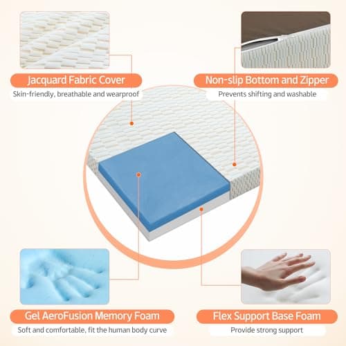 4 Inch Queen Tri Folding Memory Foam Mattress with Washable Cover - Portable Mattress Topper for Yoga/Camping/RV/Guest Beds