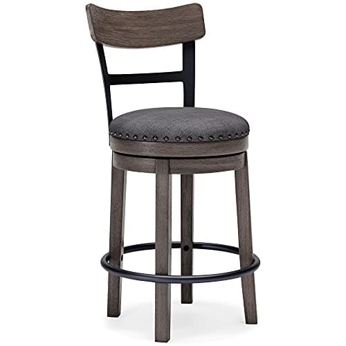 Signature Design by Ashley Valebeck Brown Rustic Farmhouse Counter Height Swivel Bar Stool