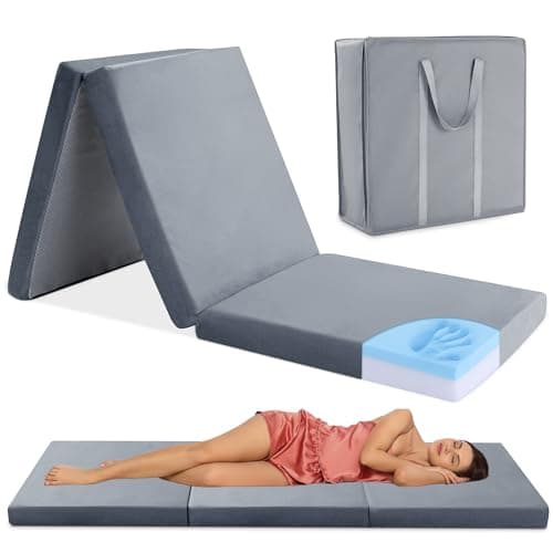 HOMBYS Tri-Fold Memory Foam Camping Mattress, Portable & Waterproof