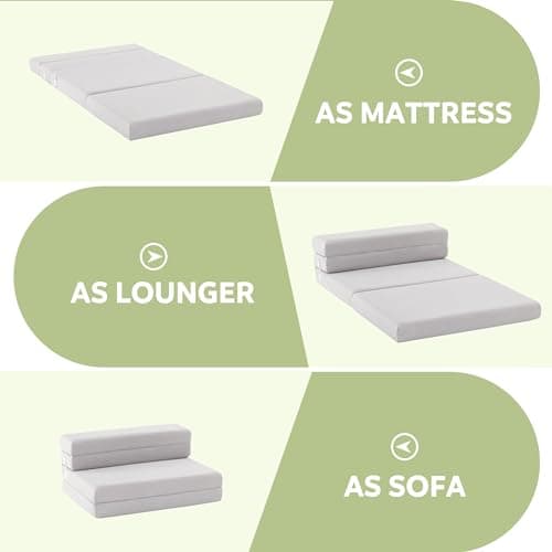 4-Inch Foldable Mattress with Headrest & Washable Cover (Single)