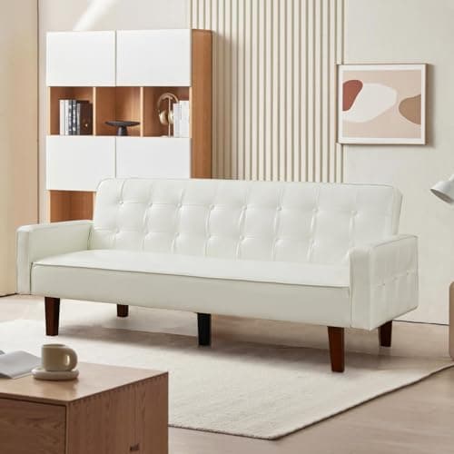 Wonder Comfort Leather Grey Split Back Futon Sofa Bedadjustable Backrest