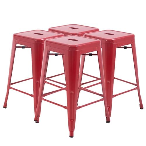 FDW Black Counter Height Metal Bar Stool Set of 4 (30")
