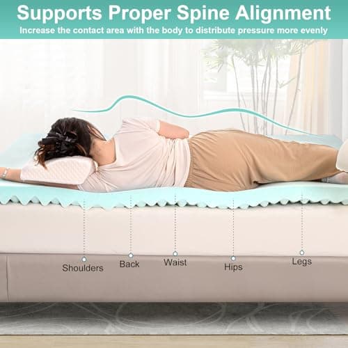 2 Inch Gel Infused Egg Crate Memory Foam Mattress Topper for King Size Bed - Cooling and Ventilated Pad for Back Pain Relief