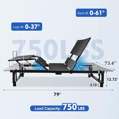 Futhy King Size Electric Adjustable Bed Frame with Wireless Remote Control
