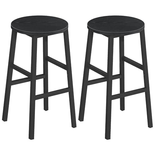 Industrial Greige Bar Stools - Set of 2 with Footrest - Easy Assembly