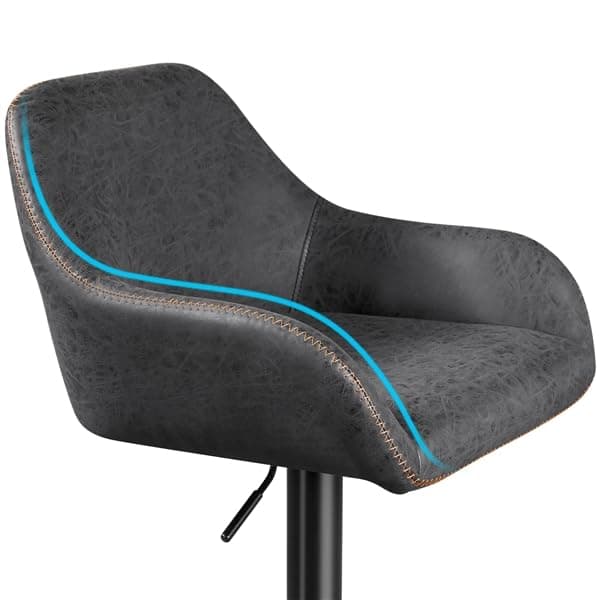 Yaheetech Brown PU Leather Swivel Bar Stool Set, Counter Height, Adjustable Backrest & Footrest