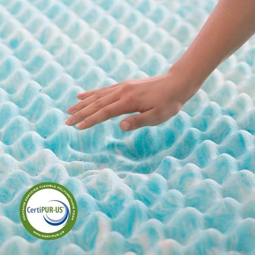 Linenspa 2 Inch Gel Memory Foam Mattress Topper - Promotes Airflow, Pressure Relief - Queen