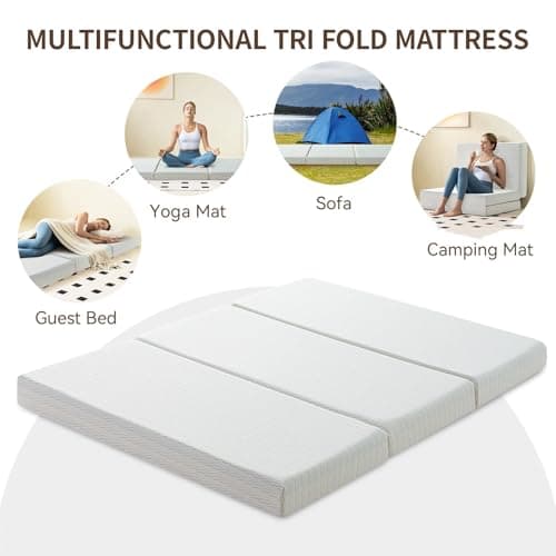 Tri-Fold Memory Foam Mattress, 6 Inch Foldable with Storage Bag