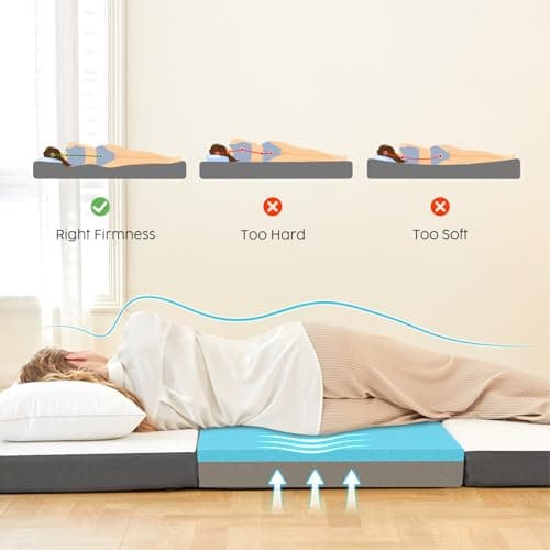 MASVIS 4-inch Tri-Fold Memory Foam Mattress Topper for Camping and Travel