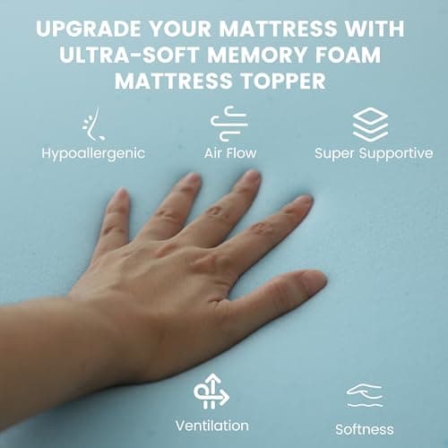 Simple&Opulence 2 Inch Cooling Gel Mattress Topper, Ventilated for Back Pain Relief - Queen Size