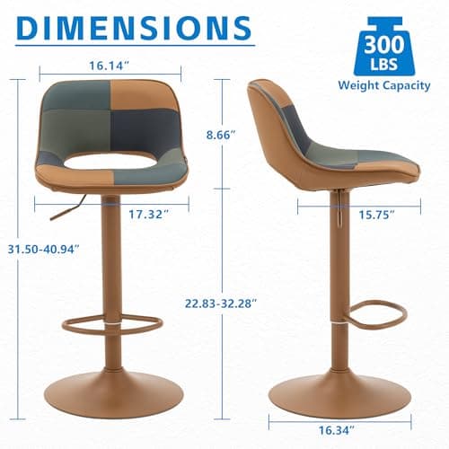 TanGreen Boho Colorful YOUNIKE Bar Stool Set of 2