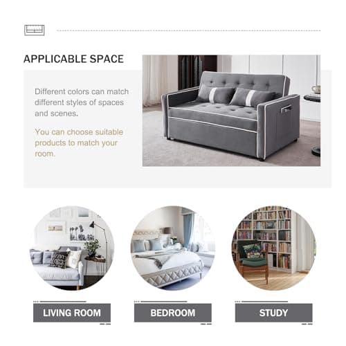 3 in 1 Pull-Out Sofa Bed with Adjustable Backrest - Grey