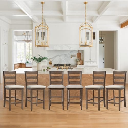 COLAMY Mid Century Modern Wooden Bar Stools Set of 4, Dark Grey