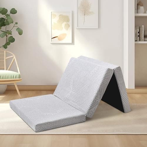 Tri Folding Memory Foam Mattress TwinXL Portable Bed for Yoga/Camping/RV/Guest Beds in Grey