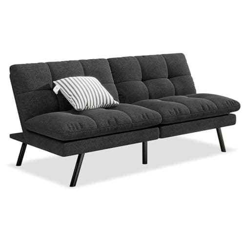 MUUEGM 68" Convertible Sofa Bed – Black Adjustable Futon with Folding Design