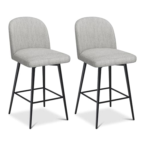 360° Swivel Barstools Set of 2 with Fabric Upholstery for Kitchen Island