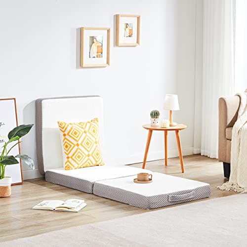 Kingfun Portable Foldable Gel Memory Foam Mattress, Gray, Twin Size