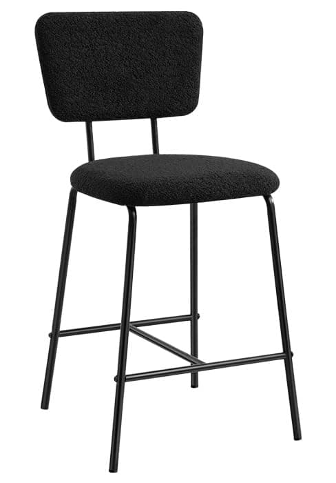Modern White Boucle Bar Stool Set - 4 Pack Kitchen Island Chairs