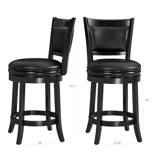 Black Ball & Cast Swivel Barstool, 24" Seat Height, Set of 1