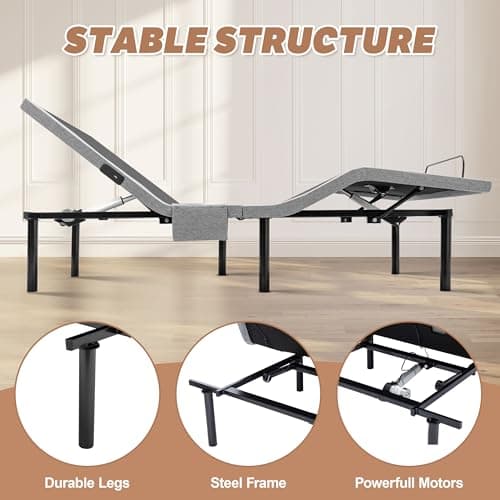 Adjustable Queen Bed Frame with Massage and Zero Gravity - Wireless Remote, USB Ports, Underbed Lighting - Easy Assembly
