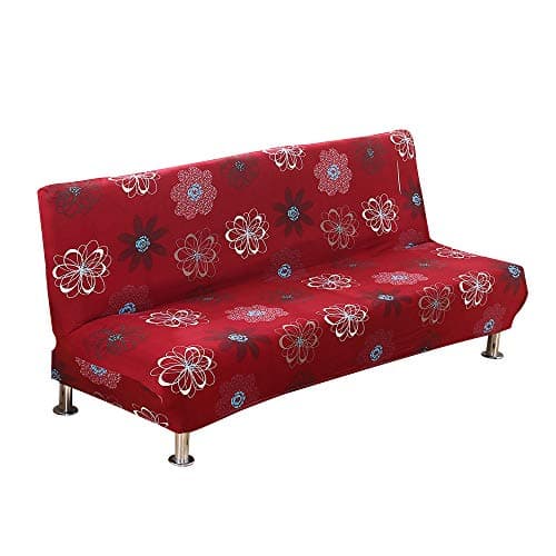 Armless Futon Slipcover Stretch Elastic Couch Furniture Protector (Orange Grey)