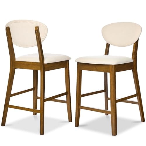Best Choice Products Mid-Century Modern Bar Stool Set Walnut/Cream