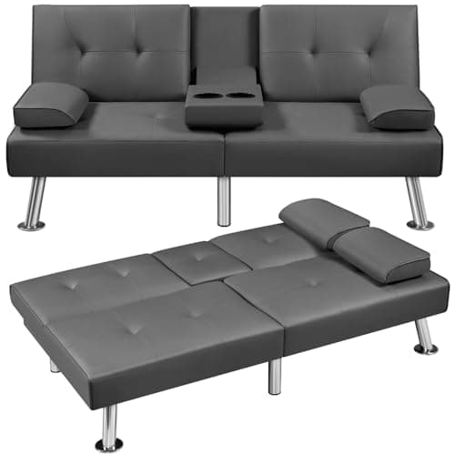 Yaheetech Convertible Sofa Bed Aqua Blue, 772lb Capacity, 3 Angles Recliner
