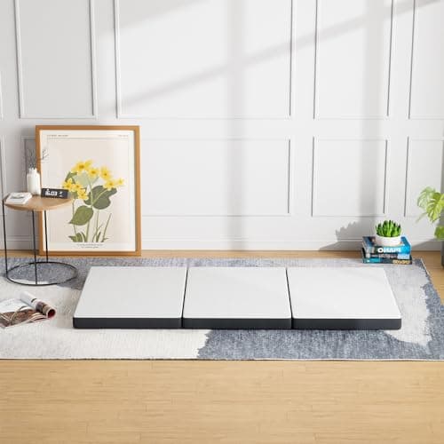 FDW 3 inch Tri Fold Memory Foam Mattress for Kids & Adults - Medium-Firm, Washable Cover, RV Travel Campὁg