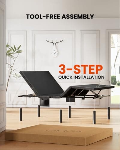 AMADA HOMEFURNISHING Adjustable Queen Bed Frame with Massage, USB Ports, and Under-Bed Light