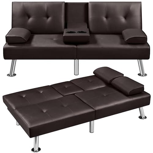 Yaheetech Convertible Sofa Bed Aqua Blue, 772lb Capacity, 3 Angles Recliner