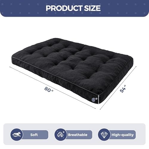 MAXYOYO Full Size Thick Boucle Futon Mattress, Shredded Foam Filling, Black