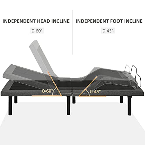 HOMCOM Twin XL Zero Gravity Power Bed with Ergonomic Incline, Gray